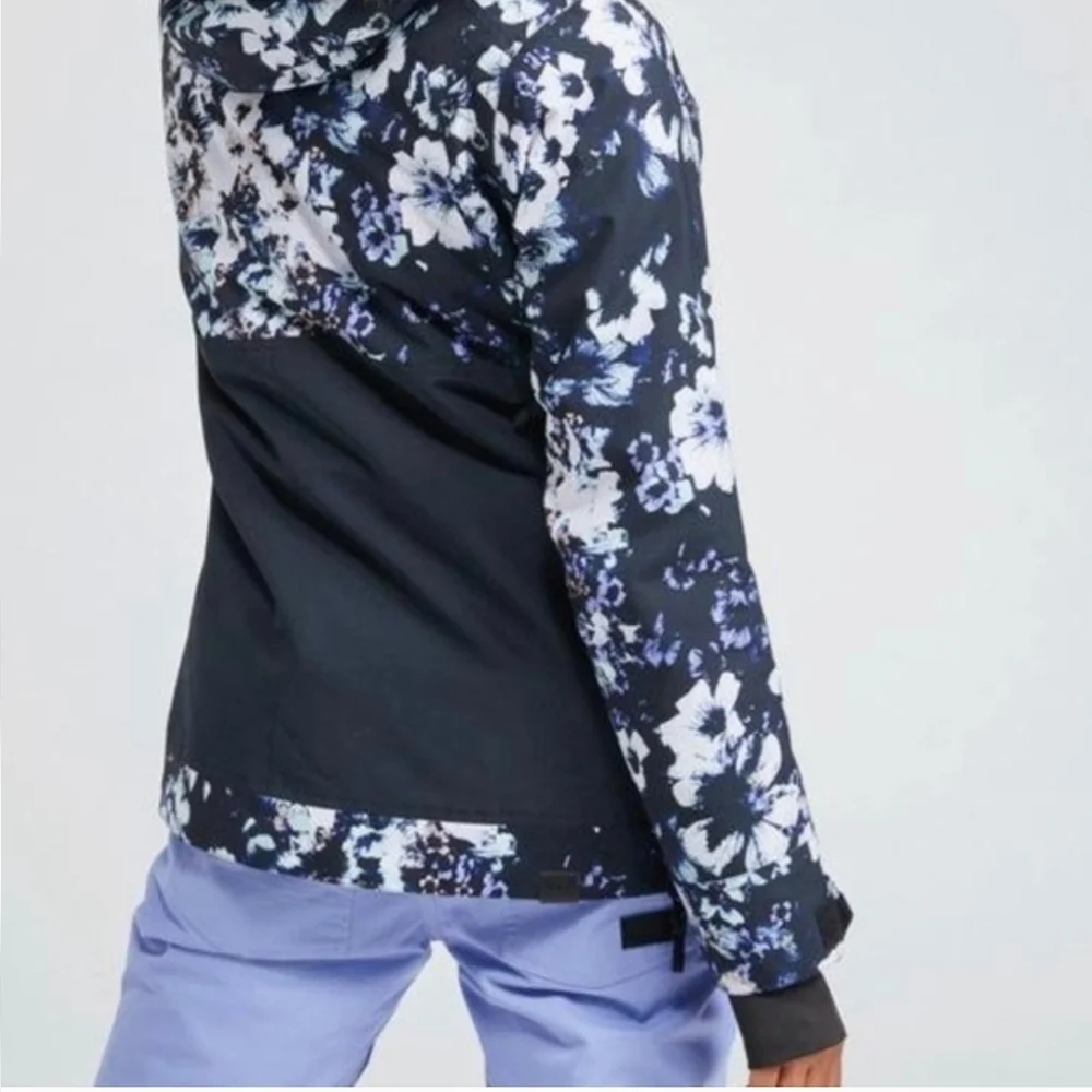 Roxy Shelter Jacket Black Floral Print Snow Anorak Style Pullover XS - Picture 1 of 7
